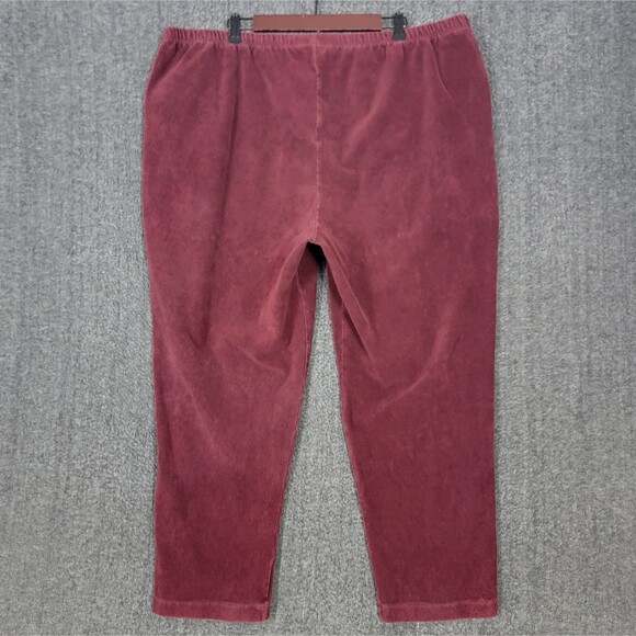 Lands End Pants Womens 3XP 24 - 26 Burgundy Corduroy Elastic Waist Pull-On - Picture 8 of 13
